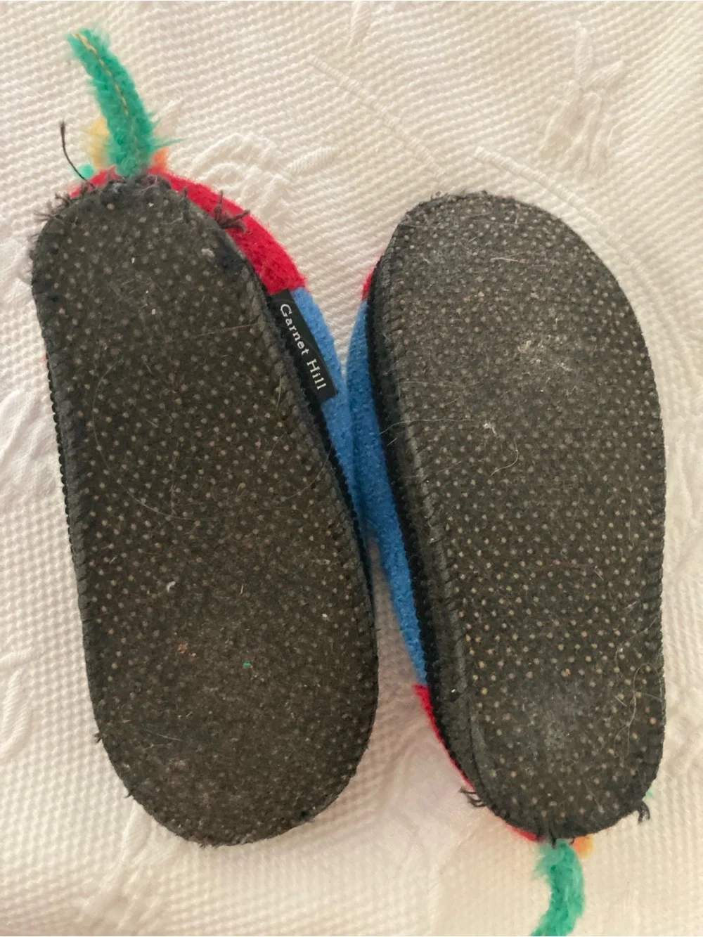 Garnet Hill Kids Multicolor Wool Slippers - Play condition, Blue, Black